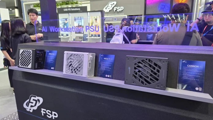 FSP display featuring gaming, SFF, workstation and server chassis at Computex 2026