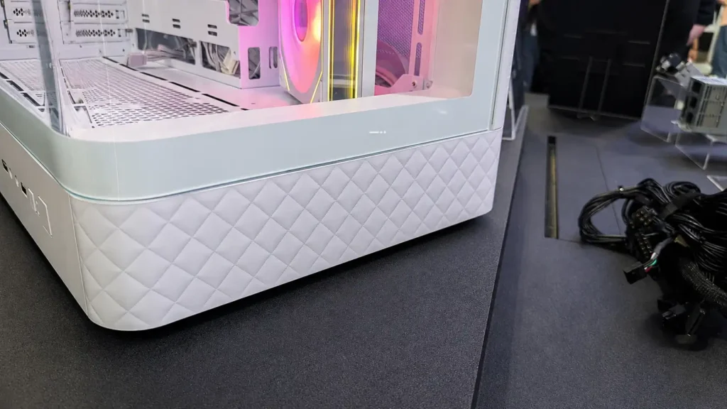 FSP S Series white PC case featuring panoramic glass panels and quilted lower design