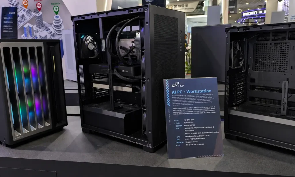 FSP AI workstation build showcased in a high-airflow chassis at Computex 2026