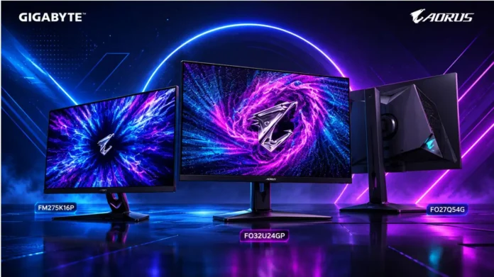 Gigabyte AORUS ELITE OLED and Mini LED Monitors Gigabyte AORUS ELITE gaming monitors including FM27K16P, FO32U24GP and FO27Q54G models