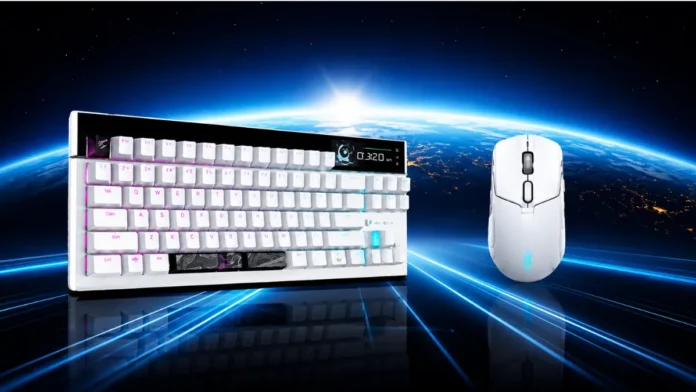 Gigabyte AORUS K10 INFINITY keyboard and M10 INFINITY gaming mouse at Computex 2026