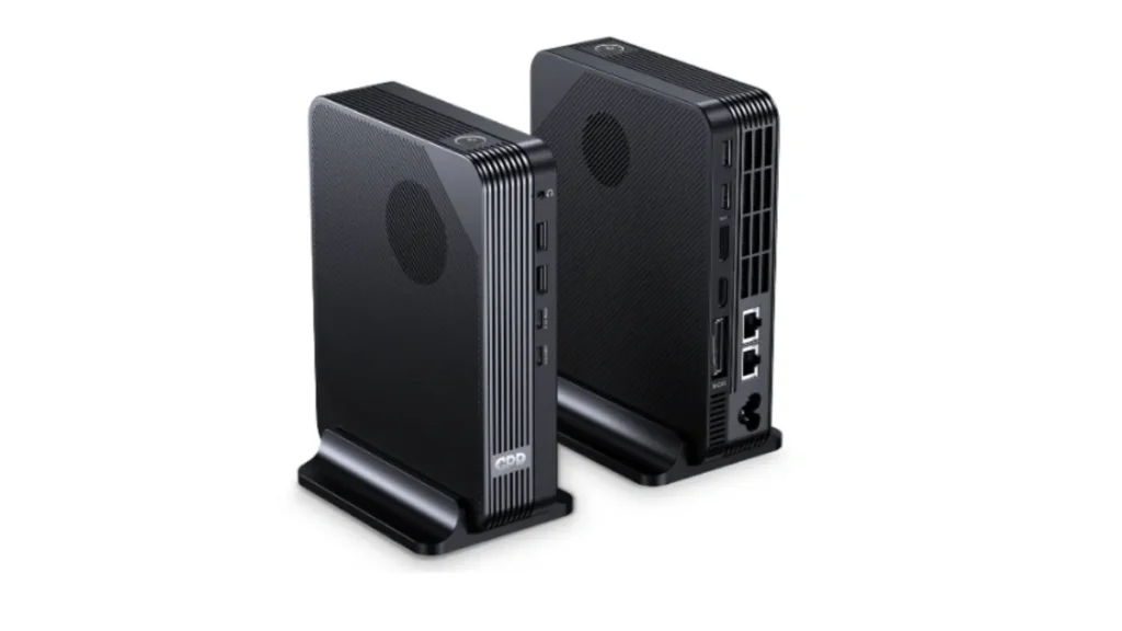 GPD Launches Panther Lake BOX Mini PC With MCIO PCIe 5.0 Expansion 3 Front and rear angled view of the GPD BOX Panther Lake mini PC.