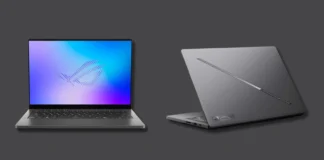 ASUS ROG Zephyrus G16 Gets RTX 5080 and 64GB RAM ASUS ROG Zephyrus G16 gaming laptop showing front display and rear aluminum lid design
