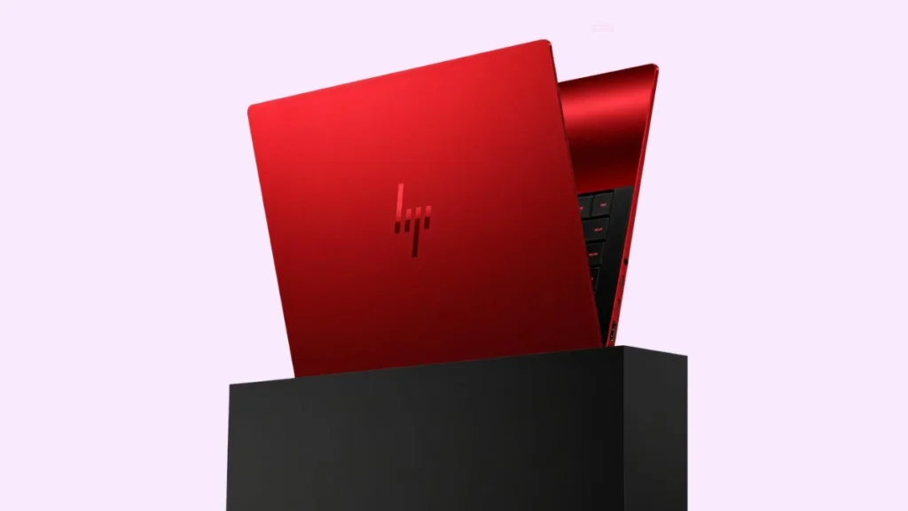 HP Ferrari Limited Edition AI PC with Ferrari red aluminum chassis and custom branding