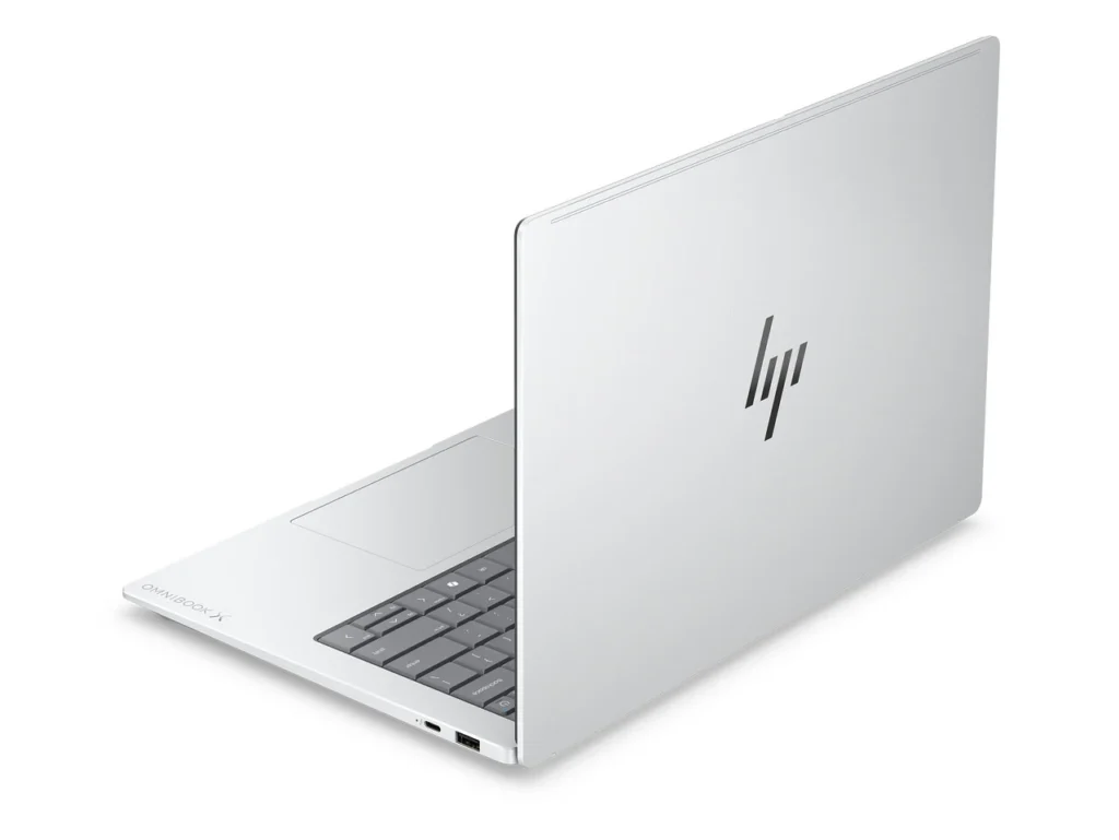 HP OmniBook X RTX Spark laptop showing thin aluminum chassis and rear design