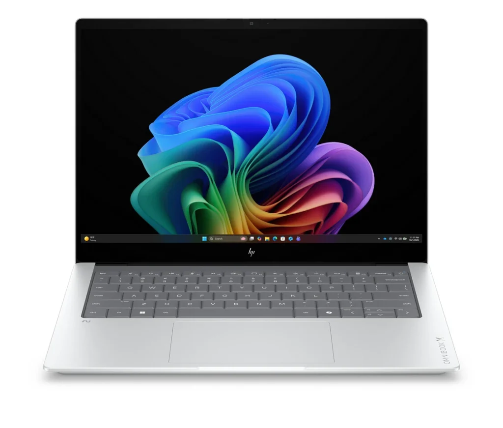 HP OmniBook X RTX Spark laptop with slim bezel display and Windows 11 desktop shown on screen