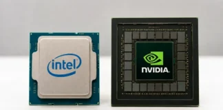Intel Planning Processors With NVIDIA Graphics for 2028 Intel processor and NVIDIA graphics chip shown side by side