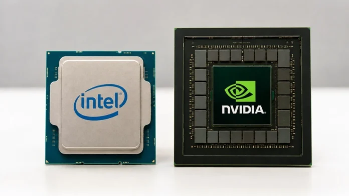 Intel processor and NVIDIA graphics chip shown side by side