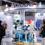 iRocks exhibition booth showcasing keyboards, mice, and gaming accessories at Computex 2026