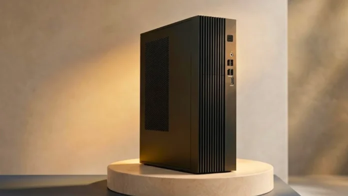 Leadtek Lync 530 Desktop PC Leadtek Lync 530 compact desktop PC with slim black chassis and front I/O ports