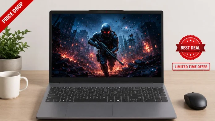 Lenovo IdeaPad Slim 3 laptop displayed on a desk setup