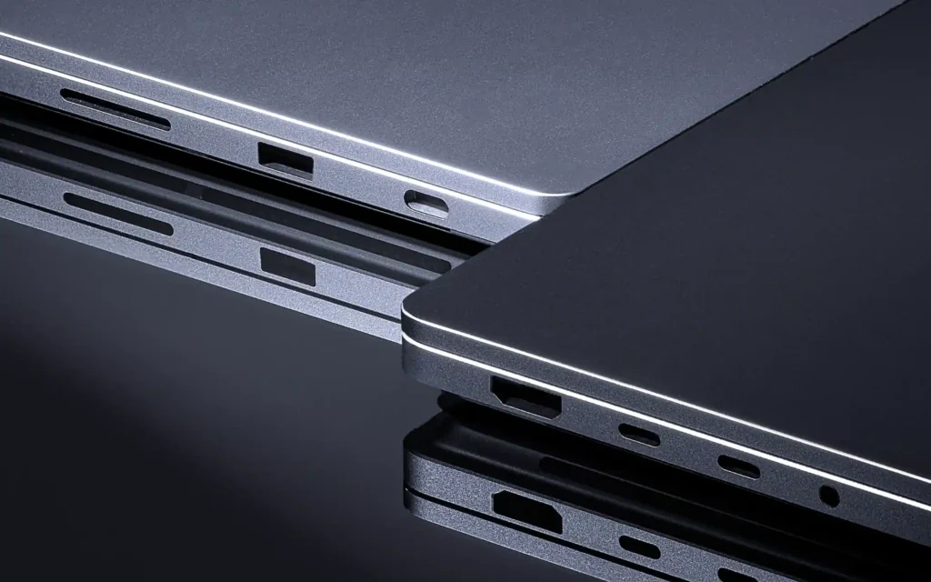 Close-up view of Microsoft Surface Laptop Ultra ports and ultra-thin chassis design