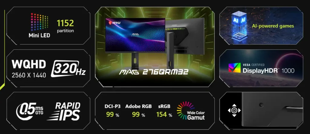 MSI MAG 276QRM32 Gaming Monitor Goes on Sale With 320Hz and HDR1000 1 MSI MAG 276QRM32 specifications including 320Hz refresh rate and Mini LED technology