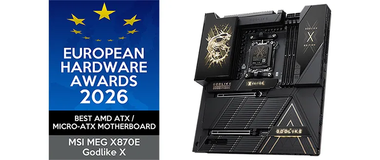 MSI MEG X870E Godlike X AMD motherboard recognized at European Hardware Awards 2026
