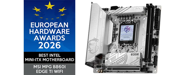 MSI MPG B860I Edge Ti WiFi mini ITX motherboard awarded at European Hardware Awards 2026