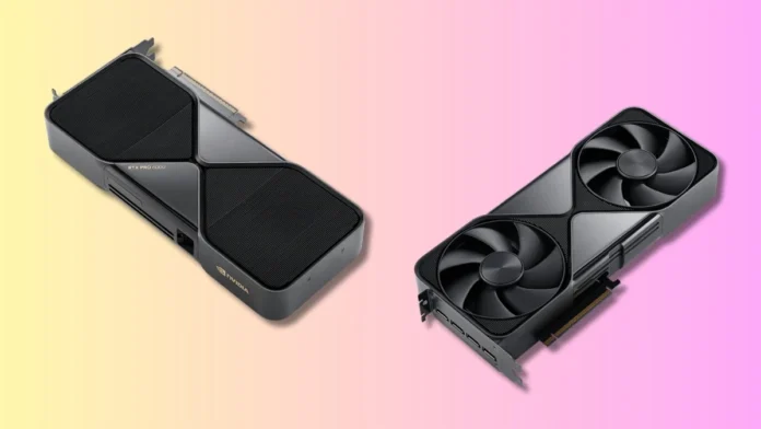 NVIDIA RTX PRO 6000 Blackwell Workstation Edition graphics card compared with a GeForce RTX GPU