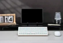 EPOMAKER Hack70 Keyboard Pairs Ortholinear Layout With Tri-Mode Wireless EPOMAKER Hack70 keyboard displayed in a minimalist desktop workspace setup