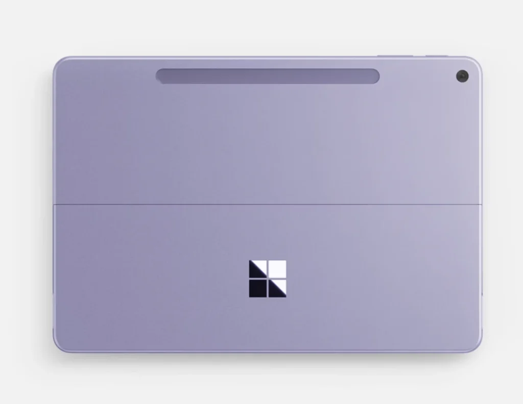 Rear view of the Microsoft Surface Pro 12-inch featuring the built-in kickstand and Microsoft logo