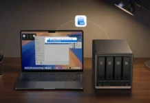 Ugreen NASync DXP4800 GT Packs Dual 10GbE, Ryzen CPU and 144TB Storage UGREEN NASync DXP4800 GT network-attached storage connected to a MacBook for centralized file access and storage management