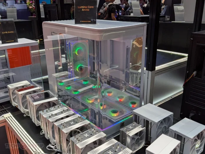 XIGMATEK Lumina Core PC case featuring a panoramic glass design
