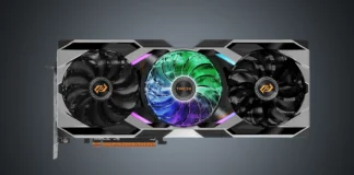 ASRock Taichi 10th Anniversary Hardware Will Not Go on Sale Front view of the isolated ASRock Radeon RX 9070 XT Taichi 10th Anniversary Edition graphics card on a custom silver gradient backdrop.