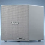 Beelink Launches ME Pro Wildcat Lake NAS With 124TB Storage Support 1 The front perspective view of the compact silver Beelink ME Pro NAS storage server showing the mesh grille and front ports.