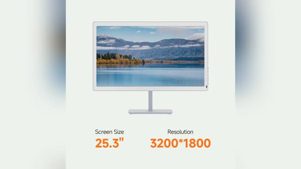 Bigme Introduces B251 PRO Color E Ink Monitor with 60FPS Refresh 2 Front view of the Bigme B251 PRO color E Ink monitor displaying a scenic landscape image.