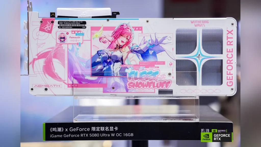 Backplate design of the Colorful iGame GeForce RTX 5080 Ultra W OC Wuthering Waves Edition.