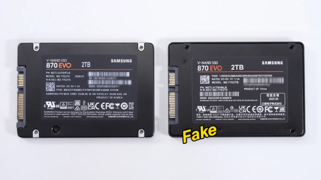 Close-up photo of the counterfeit SSD circuit board highlighting the Realtek RayMX RM1135T controller.