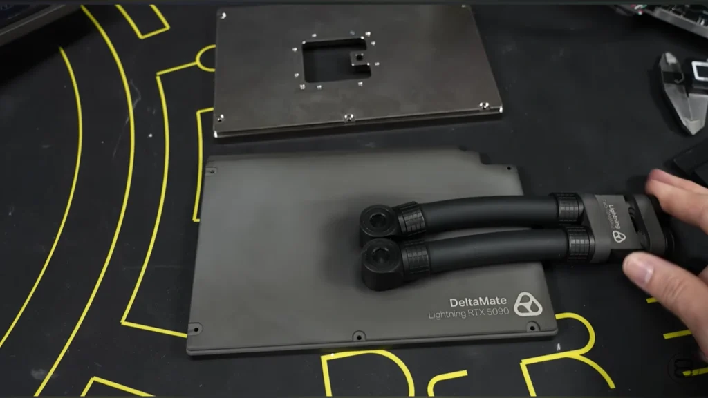 Der8auer Converts $7,000 RTX 5090 LIGHTNING Z to Custom Water Cooling 5 Close-up of the integrated status display screen on the shroud of the graphics card.