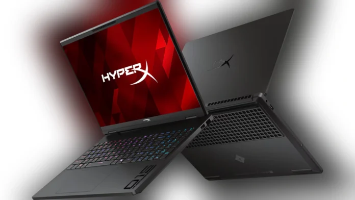 Front and rear product renders of the HP HyperX OMEN 15 gaming laptop.