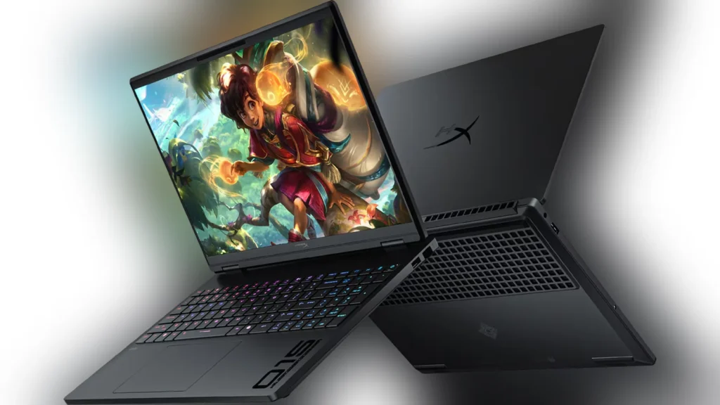 HP Updates HyperX OMEN 15 Laptop with Arrow Lake HX & RTX 5070 3 Display render of the HP HyperX OMEN 15 gaming laptop showing high-end gaming visuals.