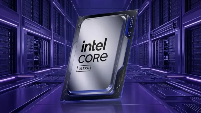 An Intel Core Ultra 200S Plus desktop processor package next to stylized series text.