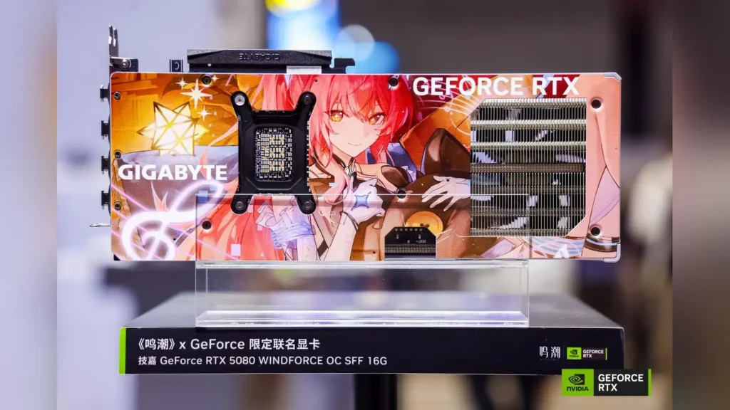 Backplate artwork of the MSI GeForce RTX 5080 Gaming Trio OC White Neverness to Everness Edition.