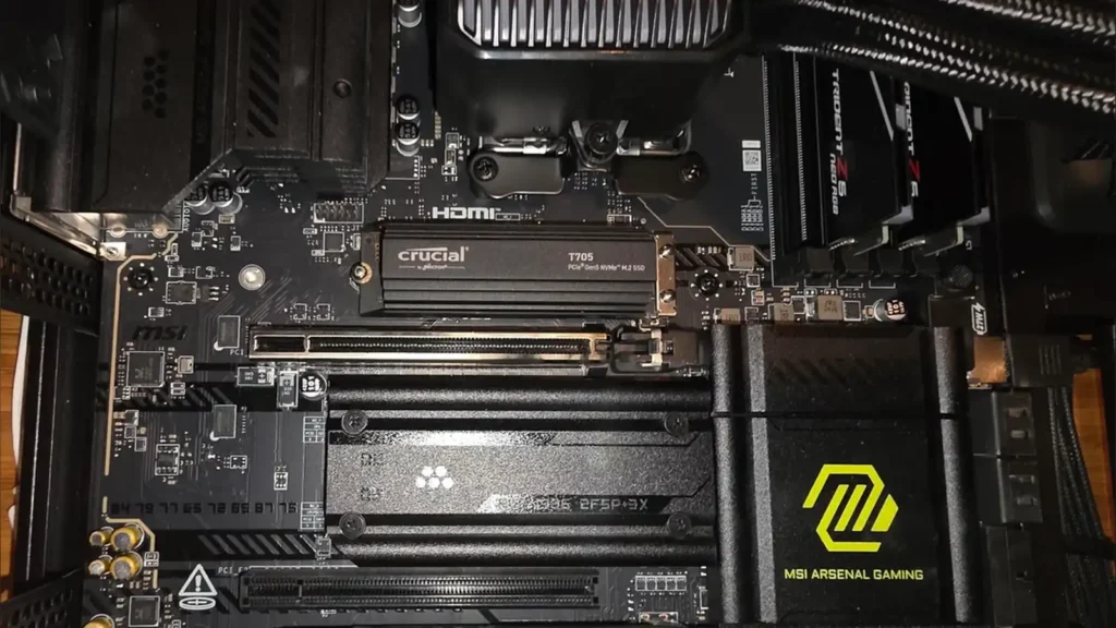 ZOTAC RTX 5090 Reportedly Emits Smoke and Fails During Gameplay 3 Dark residue and burn marks inside the primary PCIe slot of the MSI X870E Tomahawk motherboard.