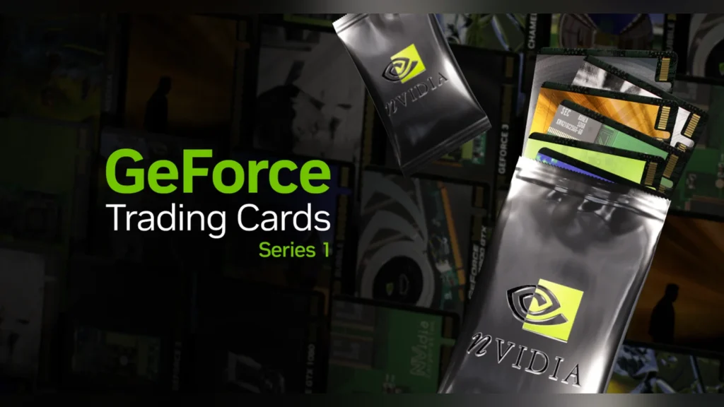 NVIDIA Announces 14 New GeForce Trading Cards Without GPUs 1 Front and back designs of the NV1 and GeForce 256 physical trading cards.