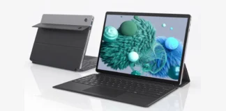 Ninkear Launches S13 Neo Surface Rival With 13-Inch Touchscreen Ninkear S13 Neo Windows 2-in-1 tablet showing the screen side with magnetic keyboard attached (front) and the metal kickstand back casing (rear).