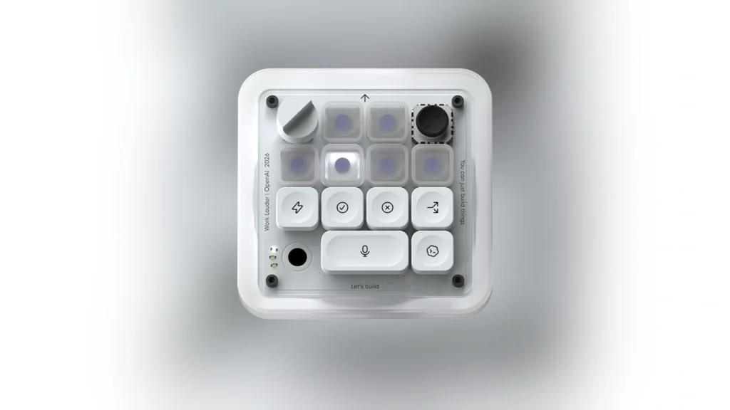 OpenAI Announces Codex Micro AI Assistant Keypad 3 Close-up of the planar joystick and keycaps on the OpenAI Codex Micro keypad.