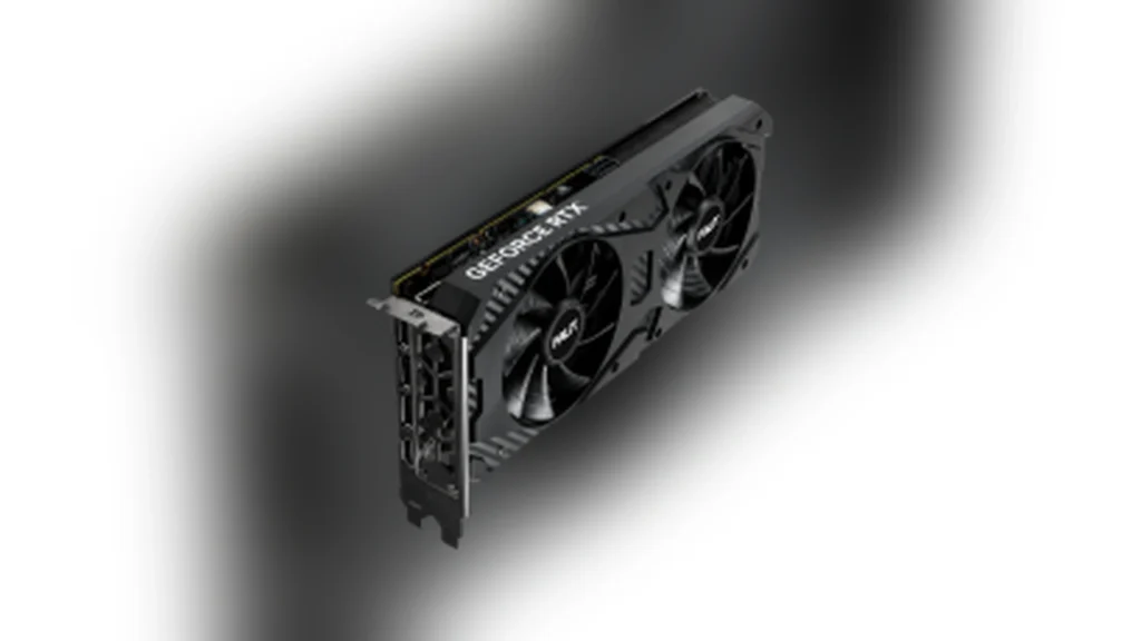 Rear view of the Palit GeForce RTX 3060 Infinity 2 OC graphics card showing the metal backplate.