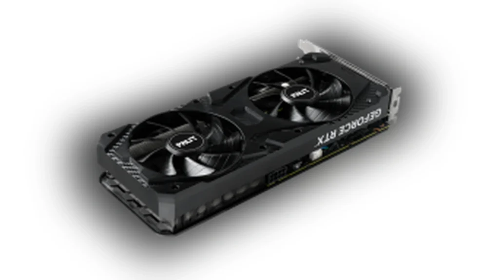 Side view of the PCIe bracket and display outputs on the Palit GeForce RTX 3060 Infinity 2 OC graphics card.