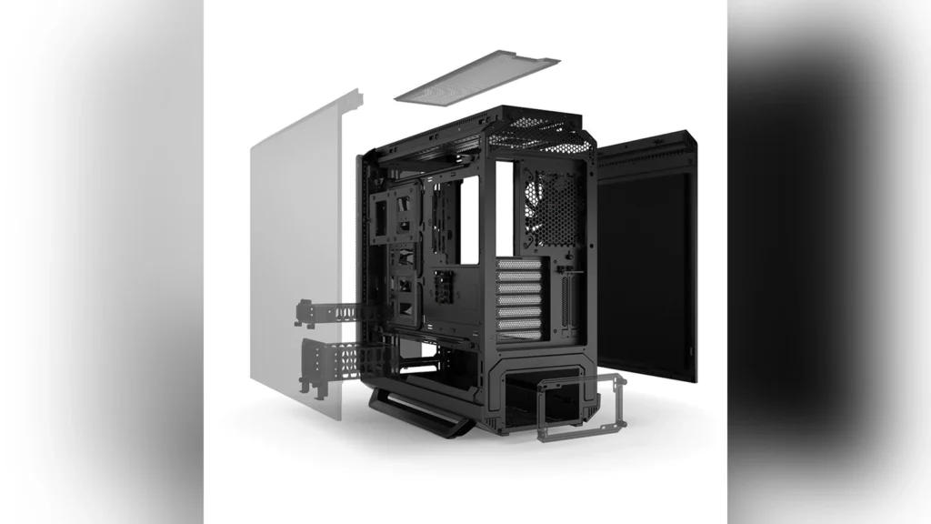 Rear I/O panel and power supply exhaust of the Slimbook Nexus AI workstation.