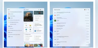 Microsoft Updates Windows Search Box to Clean Up Visual Clutter Comparison of the Windows Search Box home screen with descriptive labels outlining the recommended and recent search changes.