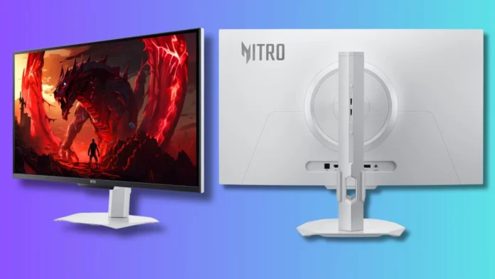 Acer Nitro XV273U F5 gaming monitor showing the front display and rear design.