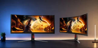 AOC Expands G4 Series With CU34G4CA and CU34G4ZCA Ultrawide Monitors Front and angled views of the AOC CU34G4CA and CU34G4ZCA curved 34-inch ultrawide gaming monitors.