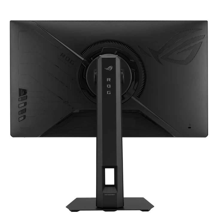 ASUS Releases ROG Strix XG259QNSR Ace Monitor With 420Hz Fast IPS Panel 3 Rear view of the ASUS ROG Strix XG259QNSR Ace gaming monitor showing its ergonomic stand, ventilation design, and ROG branding.