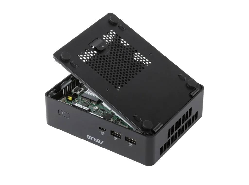 ASUS NUC 16 Pro Prices Start at €631, Flagship Model Costs €2,542 2 ASUS NUC 16 Pro mini PC with its bottom cover removed, revealing the tool-less internal access design for easy SSD, memory, and hardware upgrades without complicated disassembly.