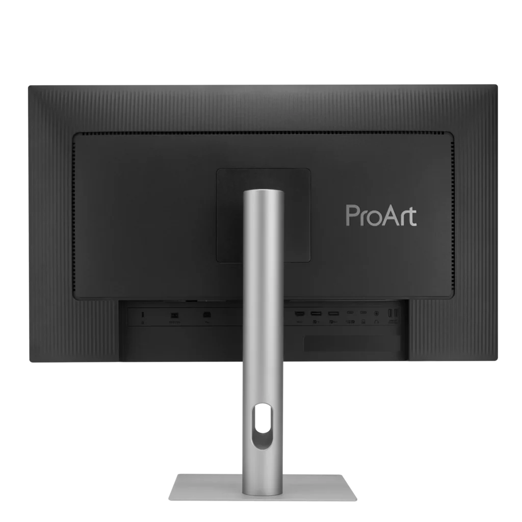 Rear view of the ASUS ProArt PA279CDV monitor with ergonomic stand.