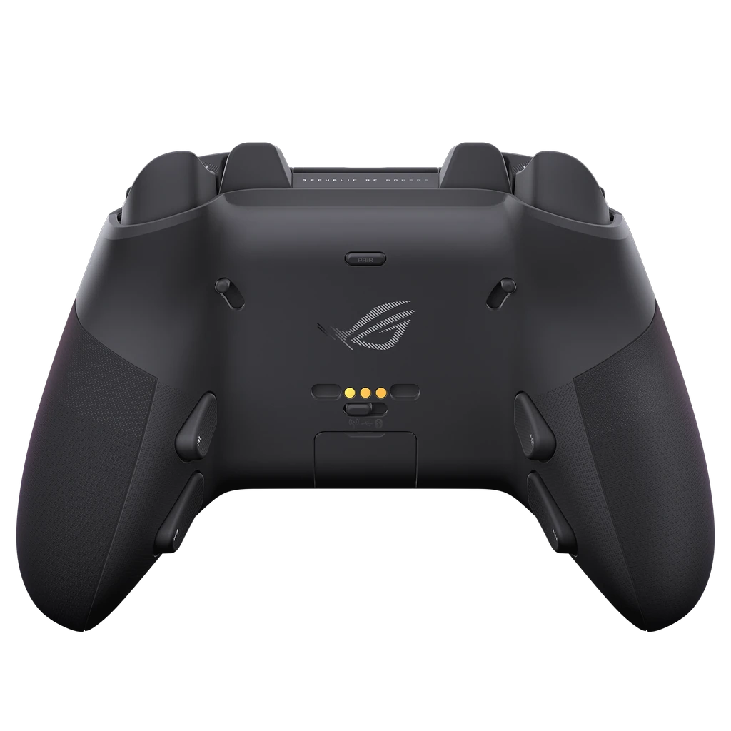 ASUS ROG Introduced Raikiri II Pro Controller With 8K Polling and TMR Joysticks 2 Rear view of the ASUS ROG Raikiri II Pro gaming controller in Black, highlighting rear buttons and ergonomic grips.