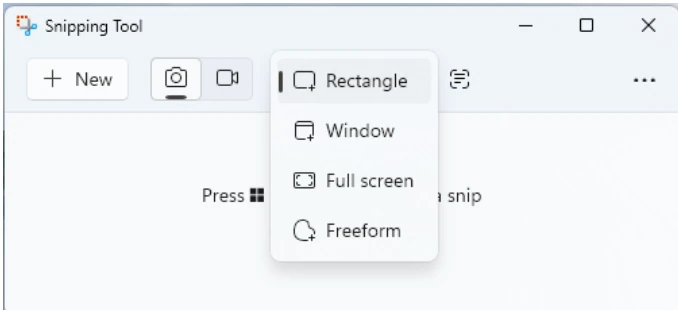How to Take a Screenshot on a Lenovo Laptop (Windows 10 & 11) 13 Snipping Tool showing the screenshot mode menu before saving the captured image using Save As