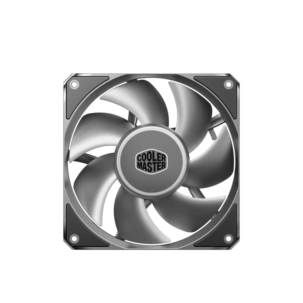 Front view of the Cooler Master MasterFan A Series case fan featuring a seven-blade design built for efficient airflow, low noise operation, and reliable desktop cooling.